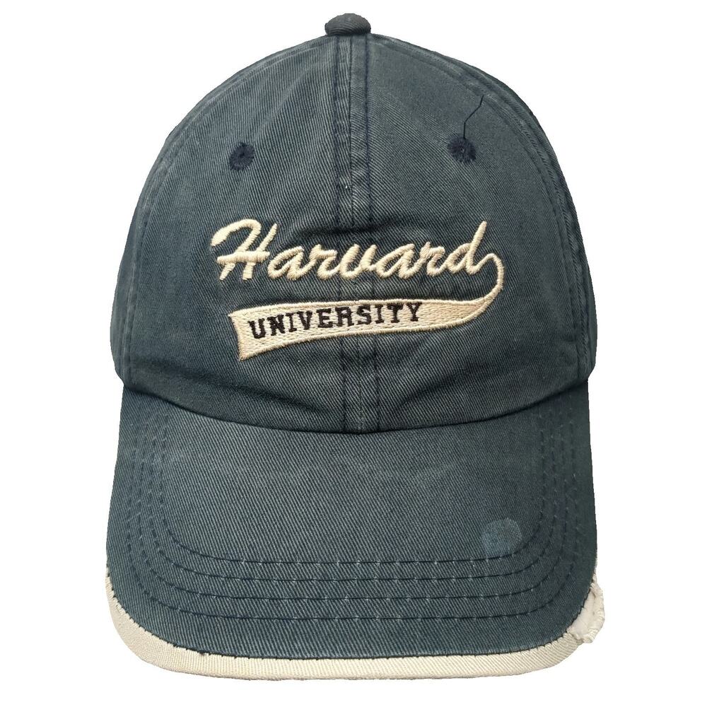 Harvard NCAA League Baseball Cap Blue One Size Distressed Strapback Hat Logo